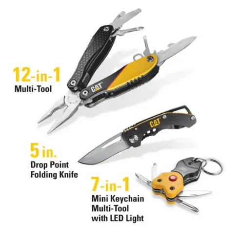 3 PC 12-in-1 Multi Tool, Folding Knife and Key Chain Multi Tool Gift Box Set
