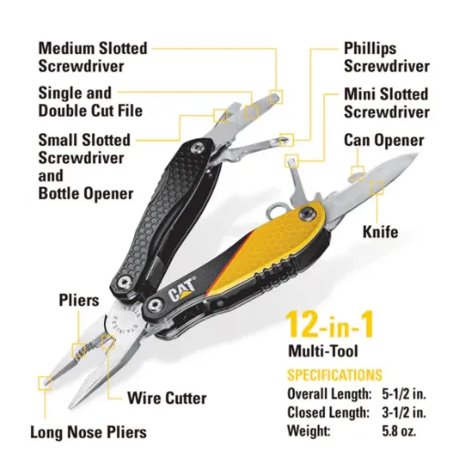 3 PC 12-in-1 Multi Tool, Folding Knife and Key Chain Multi Tool Gift Box Set