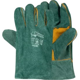 50mm 2.5'' Heat resistant reinforced green lined leather welding gloves Burn-Lv4