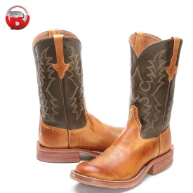 Men's Western Wide Square Toe Cowboy Boots Tan
